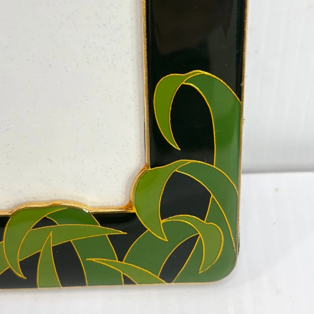 Welco International VTG Black Enamel Bamboo Leaf Picture Frame‎ Japan 5x7
